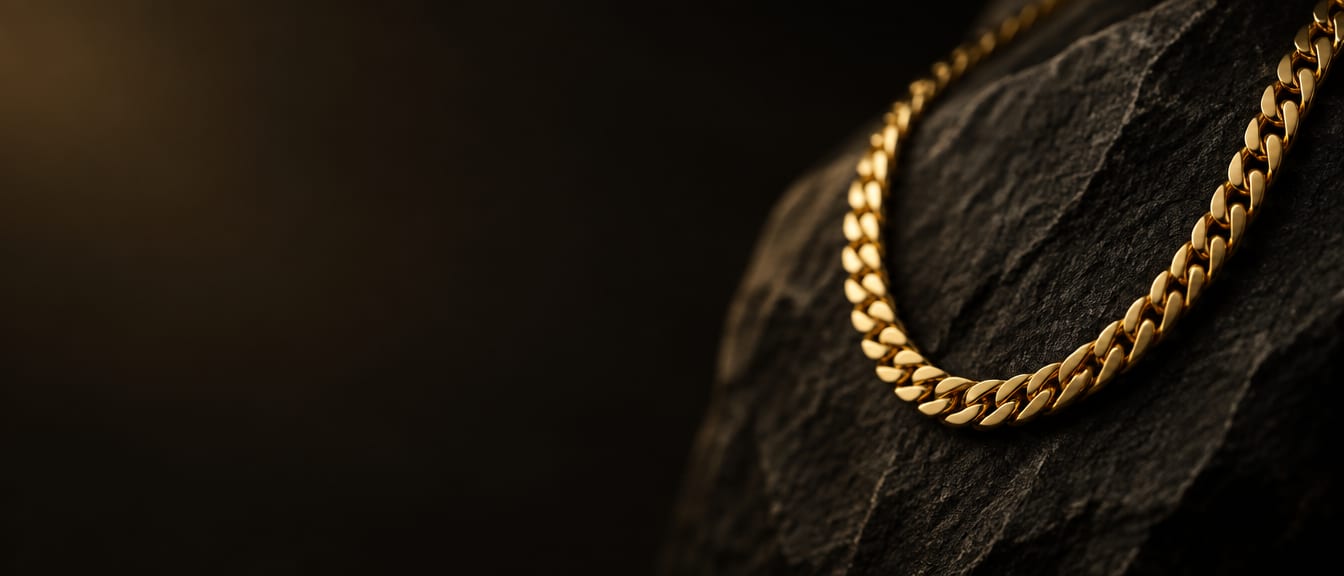 Goldkette auf dunklem Stein